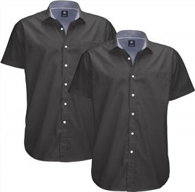 img 4 attached to Big And Tall Men'S Casual Shirts - Solid Short Sleeve Button-Up 2-Pack