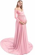 stunning blush pink maternity dress for photoshoots and baby showers - tanzendan off shoulder half circle gown with v neckline and elegant photo props logo