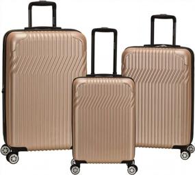 img 3 attached to Rockland Pista Hardside Spinner Wheel Luggage Set, Champagne, 3-Piece (20/24/28)