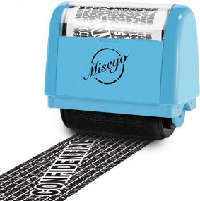 img 4 attached to Miseyo Wide Roller Stamp Identity Theft Stamp 1.5 Inch Perfect For Privacy Protection - Blue