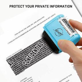 img 1 attached to Miseyo Wide Roller Stamp Identity Theft Stamp 1.5 Inch Perfect For Privacy Protection - Blue
