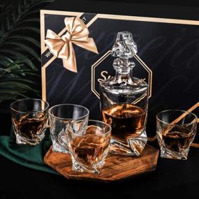 img 1 attached to Lead-Free Crystal Whiskey Decanter Set With Glass Drink Tumblers (5-Pcs) For Bourbon, Scotch, Brandy, Rum, And Liquor, Including Whiskey Stones, Presented In An Exquisite Gift Box