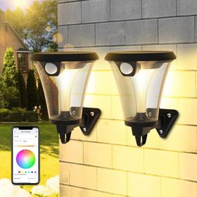 img 4 attached to Linkind Smart Solar Motion Sensor Wall Lantern Outdoor, Waterproof Dimmable LED Sconce Light Fixture With Dusk To Dawn Sensor For Porch, House, Patio, Yard, And Front Door