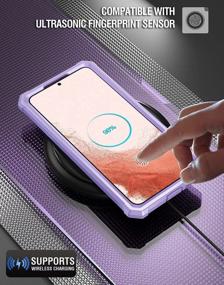 img 2 attached to Чехол Poetic Guardian для Samsung Galaxy S22 5G 6.1 " (2022) [6FT Mil-Grade Drop Tested], встроенная защитная пленка для экрана, работающая с идентификатором отпечатка пальца, прочный противоударный чехол для всего тела, фиолетовый / прозрачный