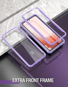 img 1 attached to Чехол Poetic Guardian для Samsung Galaxy S22 5G 6.1 " (2022) [6FT Mil-Grade Drop Tested], встроенная защитная пленка для экрана, работающая с идентификатором отпечатка пальца, прочный противоударный чехол для всего тела, фиолетовый / прозрачный