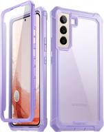 poetic guardian case for samsung galaxy s22 5g 6.1" (2022) [6ft mil-grade drop tested], built-in screen protector work with fingerprint id, full body rugged shockproof cover case, purple/clear logo