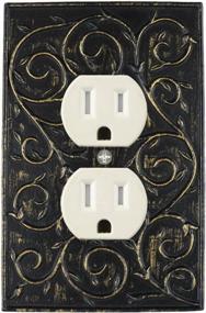 img 1 attached to Add An Elegant Touch To Your Home With Meriville French Scroll Electrical Outlet Wall Plate Cover In Pompeii Gold