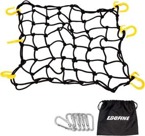 img 4 attached to 🛵 Egofine Motorcycle Cargo Net: Super Duty Roof Net for Trailer, SUV, Motorcycle, ATV - 15.7"x15.7" to 30"x30" with 2"x2" Mesh, 6 Hooks & 6 Carabiners (Black)