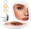 portable lighted mini mirror for makeup on-the-go: rechargeable, dimmable, auto-off light & folding design for home and travel logo