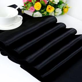 img 1 attached to TRLYC 10-Pack 12"X108" Elegant Black Satin Table Runners For Weddings, Parties, And Home Decor