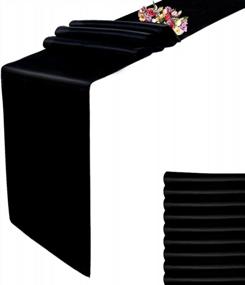 img 4 attached to TRLYC 10-Pack 12"X108" Elegant Black Satin Table Runners For Weddings, Parties, And Home Decor