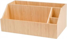 img 3 attached to Bamboo Bathroom Organizer Tray Caddy - Perfect For Beauty Products, Hair Care, Makeup, And More