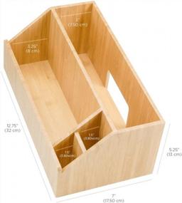 img 2 attached to Bamboo Bathroom Organizer Tray Caddy - Perfect For Beauty Products, Hair Care, Makeup, And More