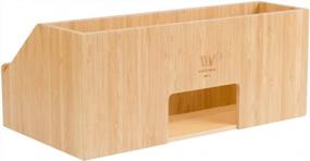 img 1 attached to Bamboo Bathroom Organizer Tray Caddy - Perfect For Beauty Products, Hair Care, Makeup, And More