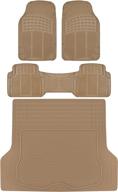 bdk proliner all weather rubber auto floor mats and trunk cargo liner - front & rear heavy duty set, beige - perfect fit for car, suv, van, and truck, 4 piece logo