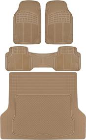 img 4 attached to BDK Proliner All Weather Rubber Auto Floor Mats and Trunk Cargo Liner - Front & Rear Heavy Duty Set, Beige - Perfect Fit for Car, SUV, Van, and Truck, 4 Piece