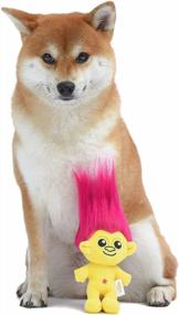 img 1 attached to DreamWorks Trolls 6-дюймовая плюшевая игрушка для собак с пищалкой - розовые волосы и желтое тело Мягкая маленькая пищащая игрушка для собак!