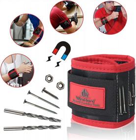 img 1 attached to Magnetic Wristband/Armband With Strong Magnets For Holding Screws, Nails, Bolts, Drilling Bits & Screwdriver Set - Best Handyman Tool Gift For Men Dad