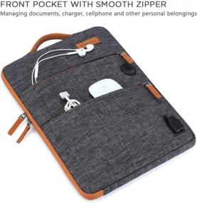 img 2 attached to 💻 DOMISO 10.1 Inch Waterproof Laptop Sleeve: Canvas, USB Charging Port, Headphone Hole - Ideal for 10.1-10.5 Inch Laptops, eBooks, Tablets, iPad Pro, and More - Dark Grey