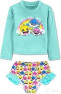 mpptubg baby shark swimsuit: adorable toddler girl two-piece pink shark swimwear with long sleeve top and ruffle swim shorts - size 2-3t logo