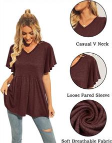 img 3 attached to Hibluco Women Short Sleeve Tops Flowy Summer T Shirts V Neck Flare Tunic Blouses