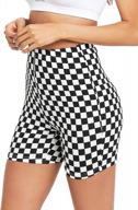 stylish and comfortable: huilan women's checkerboard print yoga shorts for fitness enthusiasts logo