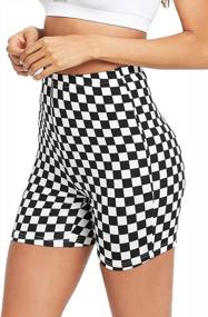 img 4 attached to Stylish And Comfortable: HUILAN Women'S Checkerboard Print Yoga Shorts For Fitness Enthusiasts