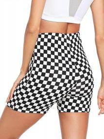 img 3 attached to Stylish And Comfortable: HUILAN Women'S Checkerboard Print Yoga Shorts For Fitness Enthusiasts