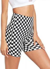 img 2 attached to Stylish And Comfortable: HUILAN Women'S Checkerboard Print Yoga Shorts For Fitness Enthusiasts