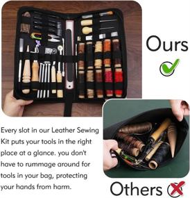 img 2 attached to Complete 60-Piece Leather Working Kit With Storage Bag, Including Stamping Tools, Groover, Waxed Thread, And Prong Punch For Crafting, Stitching, And Punching Leather