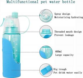 img 3 attached to YAODHAOD Portable Dog Water Bottle, 20 OZ Dog Water Bottle For Walking, Multifunctional Dog Travel Water Dispenser With Food Container For Outdoor, Travel, Hiking (Blue)