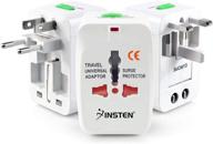 insten universal worldwide travel adapter for 150+ countries, international power charger, european adapter, wall charger power plug for usa eu uk aus compatible w/ iphone, ipad, samsung galaxy & more logo