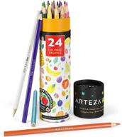 ароматизированные треугольные цветные карандаши для детей - набор из 24 ярких предварительно заточенных карандашей для рисования, рисования и школьных художественных проектов от arteza логотип
