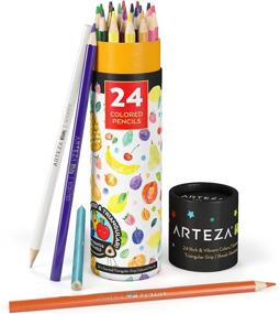 img 4 attached to Ароматизированные треугольные цветные карандаши для детей - набор из 24 ярких предварительно заточенных карандашей для рисования, рисования и школьных художественных проектов от Arteza