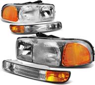 🔦 dna motoring chrome amber headlights for 99-07 sierra yukon hl-oem-sie99-4p-ch-am логотип