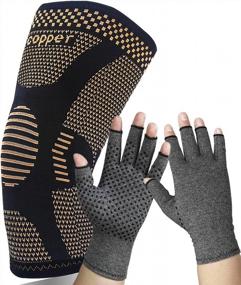 img 4 attached to Compression Gloves(Small)+(2X-Large) Copper Knee Brace Bundle