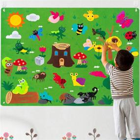 img 4 attached to WATINC Insect Teaching Felt Board Story Set 3.5 Ft 45Pcs Preschool Bug Animals Caterpillar Bee Butterfly Dragonfly Storytelling Flannel Early Learning Play Kit Wall Hanging Gift For Toddlers