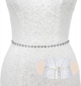 img 3 attached to AWAYTR Bridal Wedding Rhinestone Belts - Prom Evening Dress Sash Thin Belt Accessories