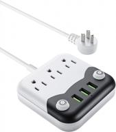 💡 convenient power strip with usb and 3 ac outlets, 3 usb ports and wall mount extension cord - perfect for home, travel, office, hotel charging logo