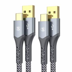 img 4 attached to 2-Pack 6.6Ft USB Type C Зарядный кабель 3.1A Нейлоновый плетеный шнур для быстрой зарядки для Samsung Galaxy S22 S21 S20 S10 S9 S8+ Ultra FE Note 20 10 9 8 A12 A13 A03S A53 Tab, LG Moto PS5