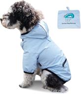 🐶 packable lightweight small dog raincoat with pocket - waterproof rain poncho hoodie slicker with leash hole - rain jacket for small puppy - breathable elastic straps & button closure логотип