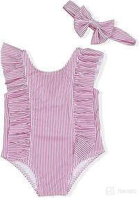 img 4 attached to Striped Swimsuit Ruffles Swimwear Headband Apparel & Accessories Baby Boys good for Clothing