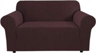 stretch couch cover loveseat covers for 2 cushion couches - textured checked jacquard fabric (58"-70", chocolate) logo