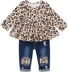 img 4 attached to Adorable Girls' Floral Pant Set With Long Sleeve Flower Ruffle Top From CARETOO