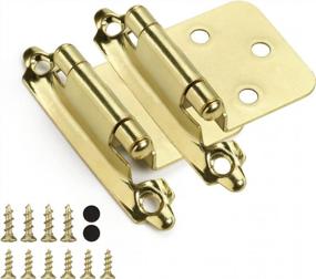 img 4 attached to Homdiy Brushed Brass Self-Closing Cabinet Hinges - 50 Pieces For Kitchen & Cupboards
