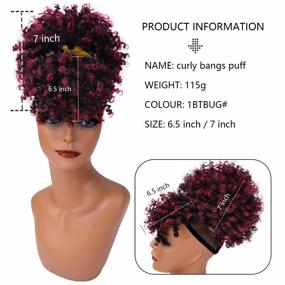 img 1 attached to Afro Puff Ponytail Drawstring с челкой | Высокий пучок для прически для женщин | Kinky Curly Clip-In Extensions для ананасовых причесок (#TBug)