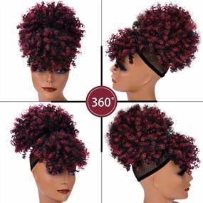 img 2 attached to Afro Puff Ponytail Drawstring с челкой | Высокий пучок для прически для женщин | Kinky Curly Clip-In Extensions для ананасовых причесок (#TBug)