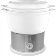 kalorik 4.5 liter ceramic food steamer dg 44815 w - bpa free, all-natural, and smartly controlled for healthy meal prep in white logo