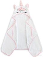🦄 large kids hooded bath towel by style quarters - unicorn beach towel for kids - 100% cotton terry toddler hooded bath towel with embroidery - 24"x50" (white) logo
