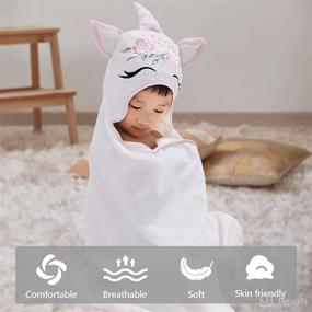 img 2 attached to 🦄 Large Kids Hooded Bath Towel by Style Quarters - Unicorn Beach Towel for Kids - 100% Cotton Terry Toddler Hooded Bath Towel with Embroidery - 24"x50" (White)